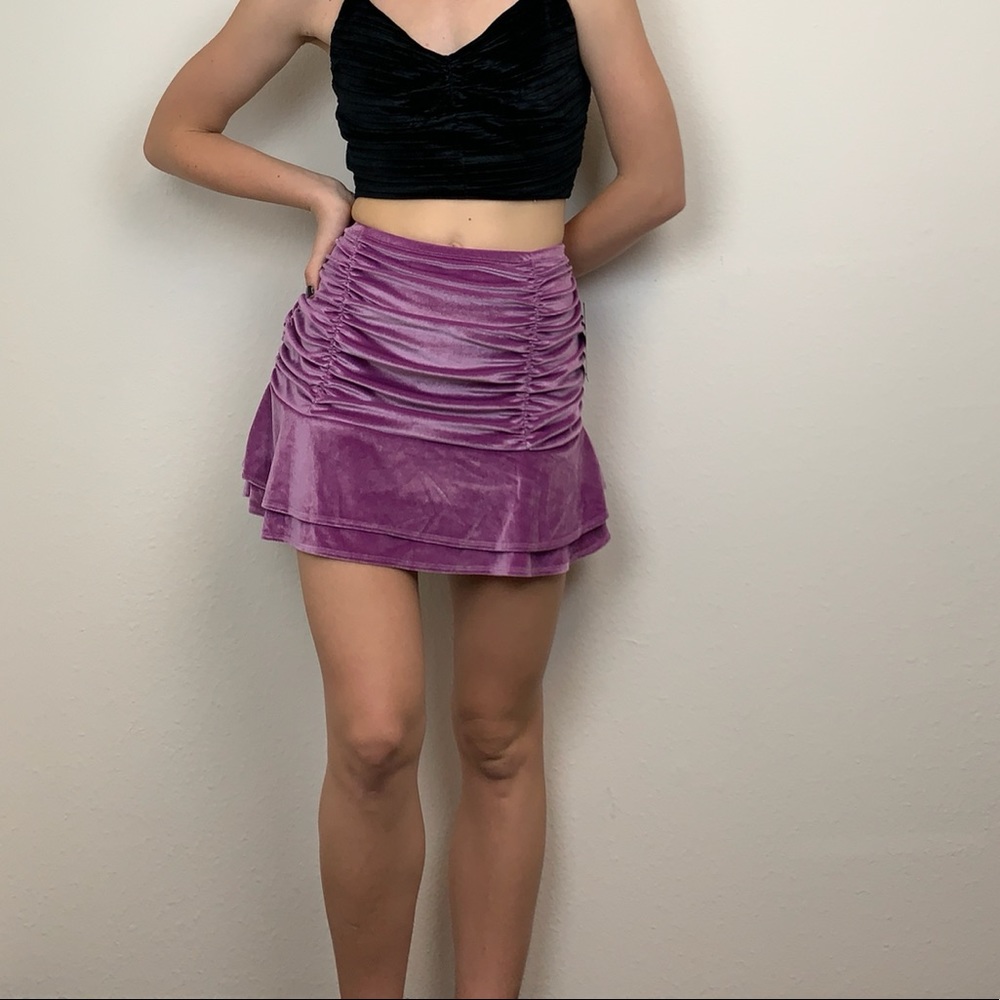 Women’s Ruched Velvet Mini Skirt in Purple - Wild Fable
